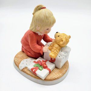 Lenox Christmas  4" Figurine Teddy's First Christmas Little Girl & Teddy Bear